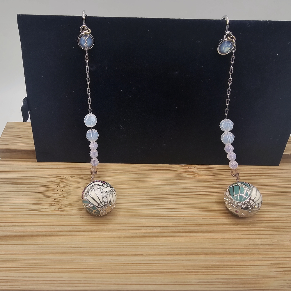 Swarovski NIL Pink and Green Clip on Earrings